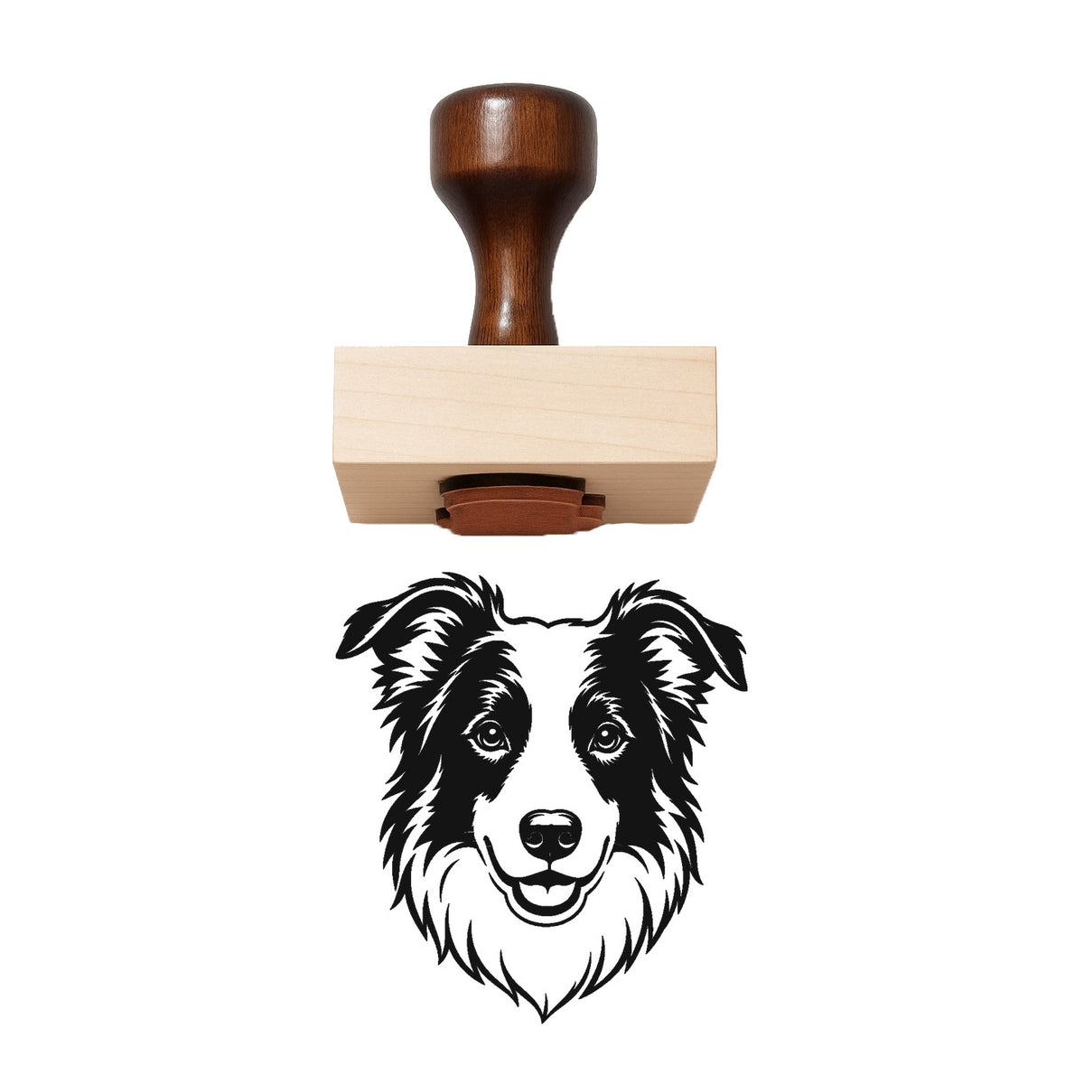 Border Collie Head Rubber Stamp
