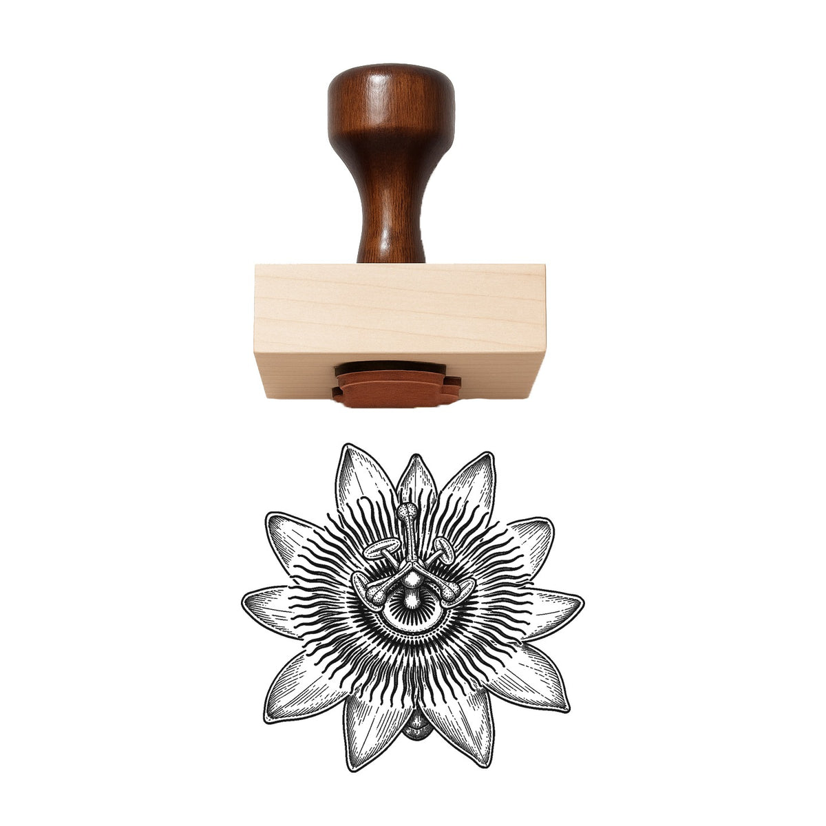 Passionflower Bloom Head Rubber Stamp