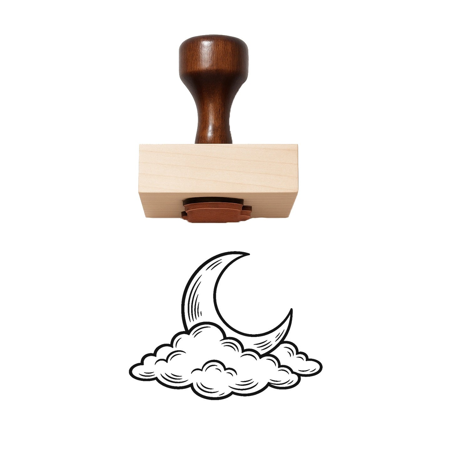 Moon Behind Cloud Rubber Stamp