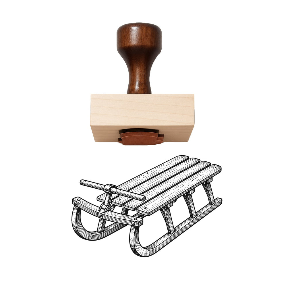 Vintage Wooden Sled Rubber Stamp