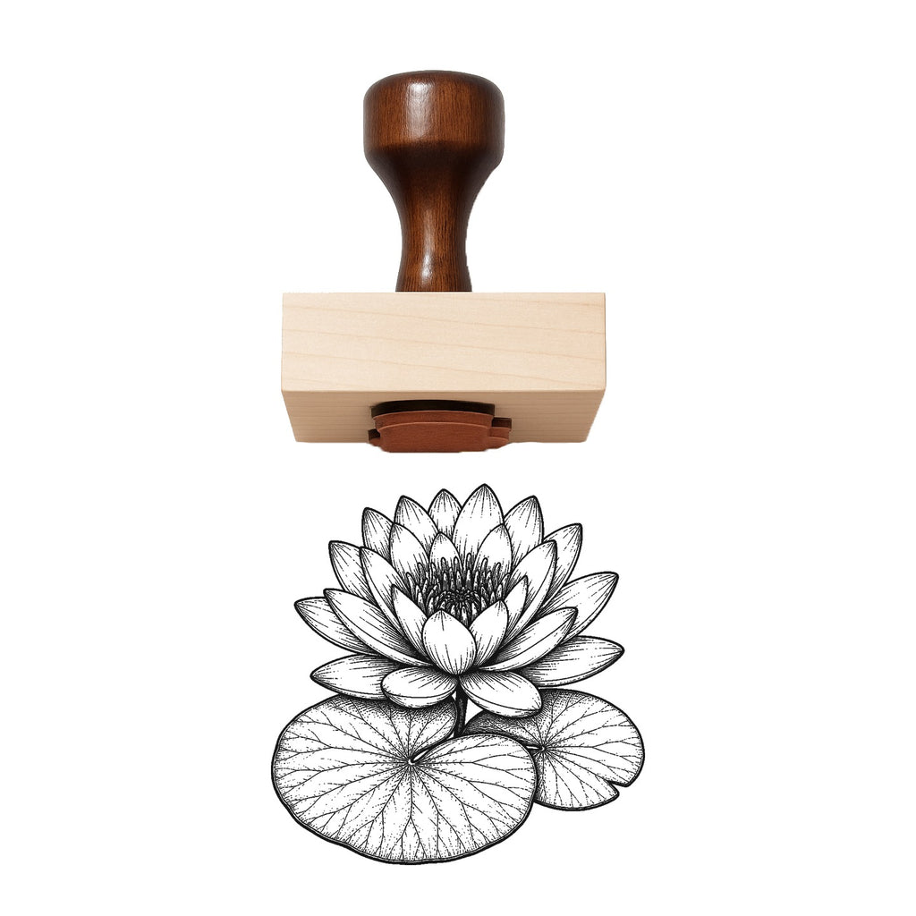 Water Lily Bloom With Pad Rubber Stamp