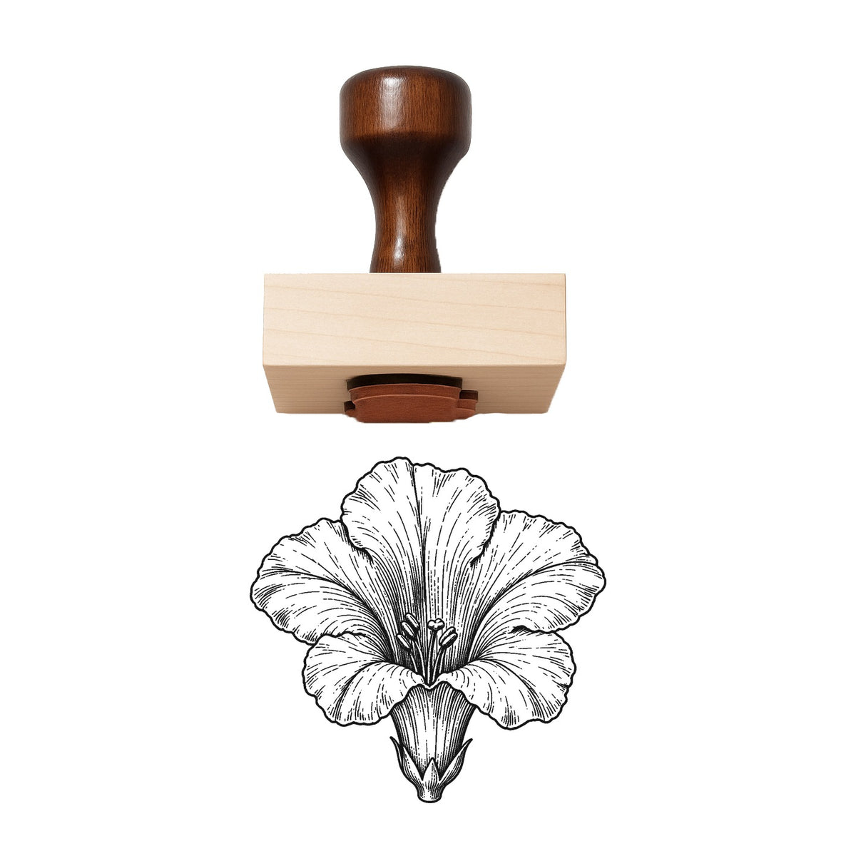 Trumpet Vine Bloom Head Rubber Stamp