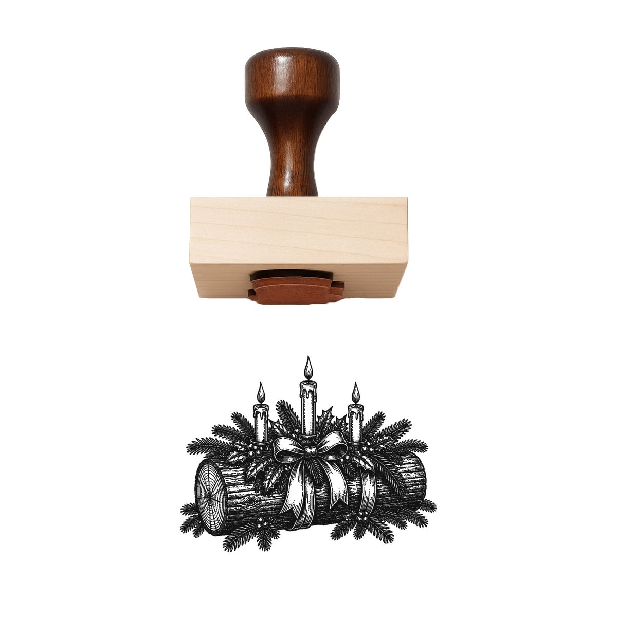 Yule Log With Ribbon Rubber Stamp