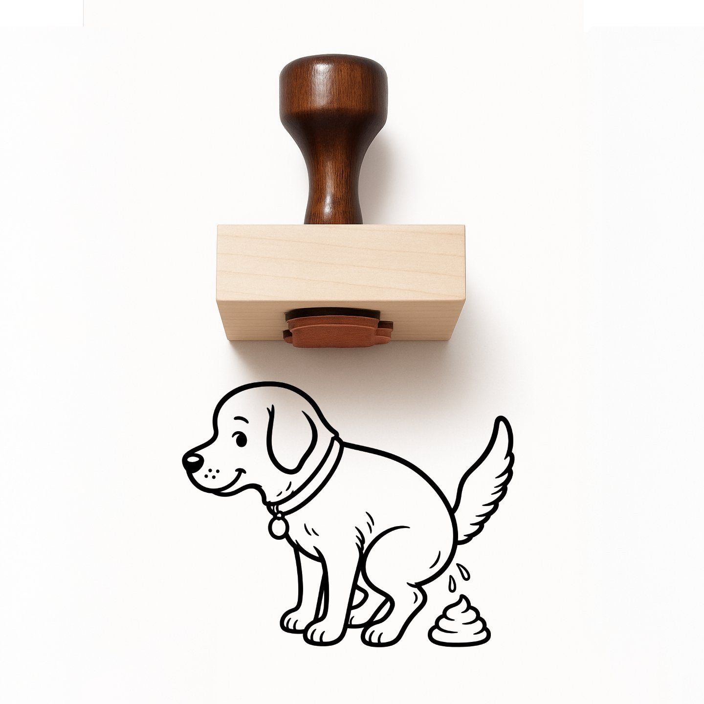Dog Pooping Rubber Stamp