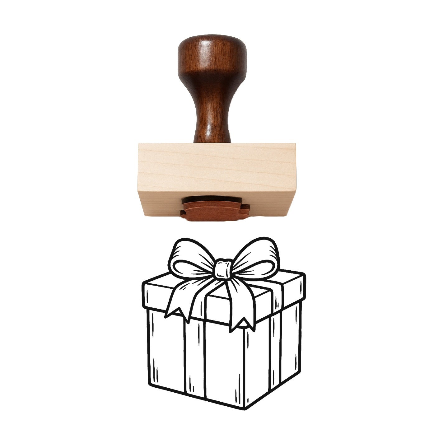 Package With Ribbon Rubber Stamp