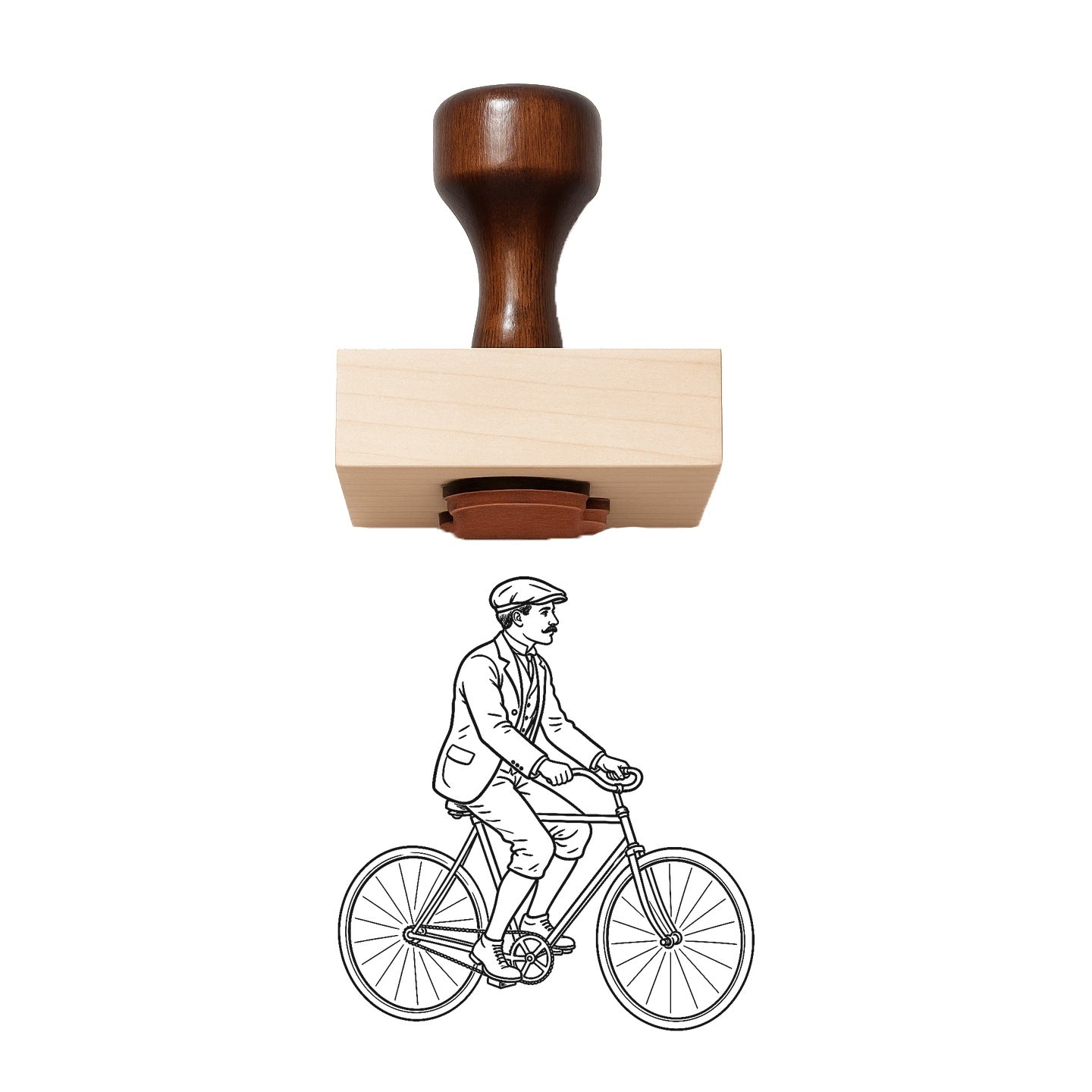 Vintage Man On Bicycle Rubber Stamp