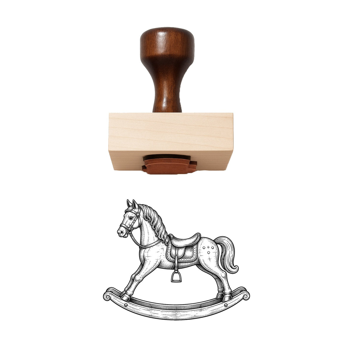 Vintage Rocking Horse Rubber Stamp
