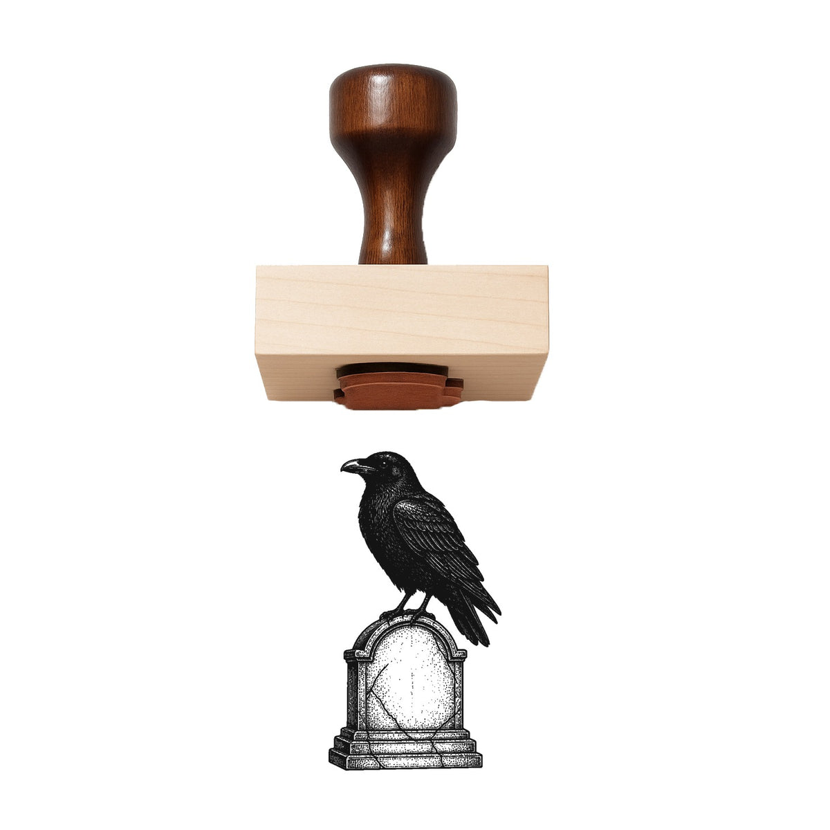 Raven On Tombstone Rubber Stamp
