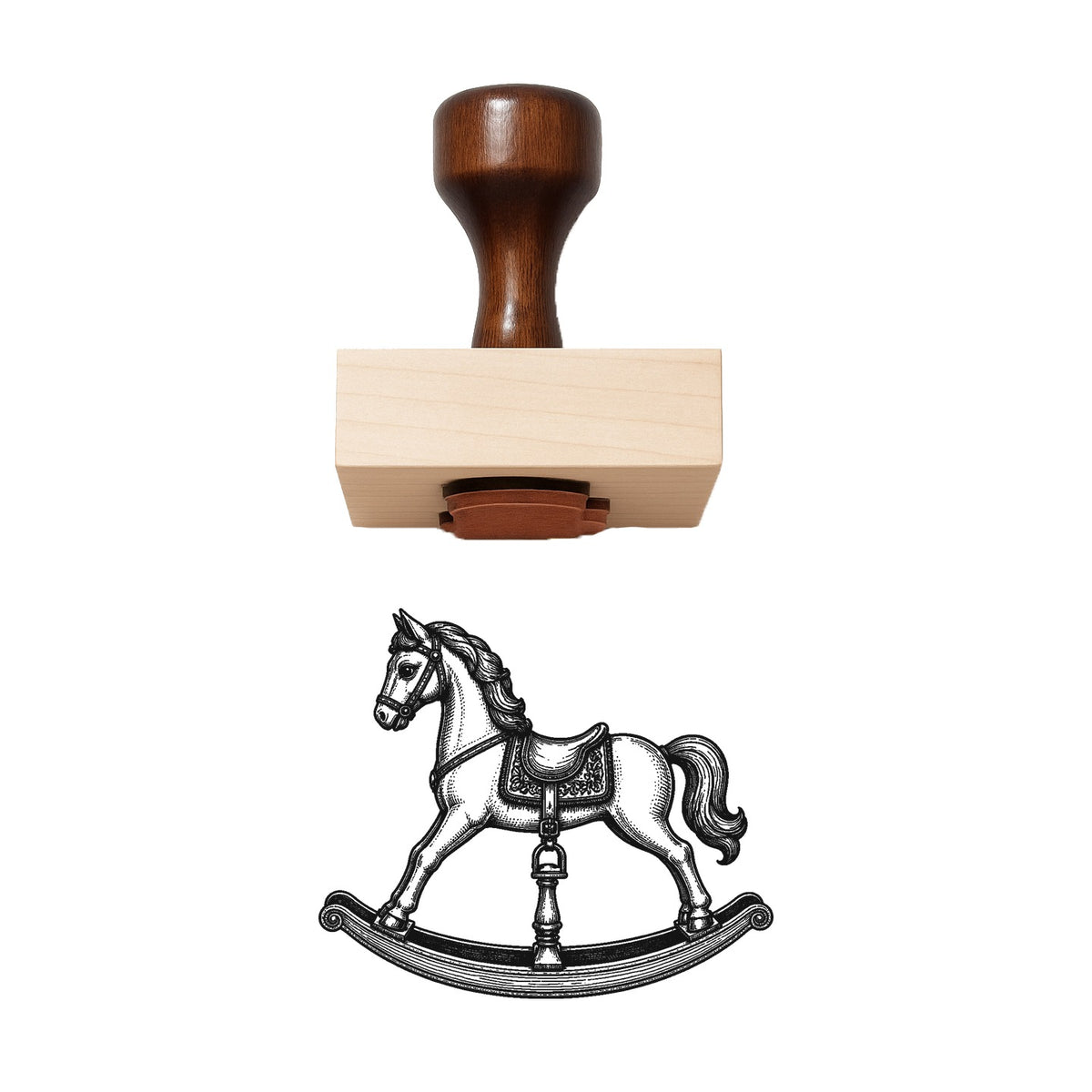Rocking Horse Christmas Toy Rubber Stamp