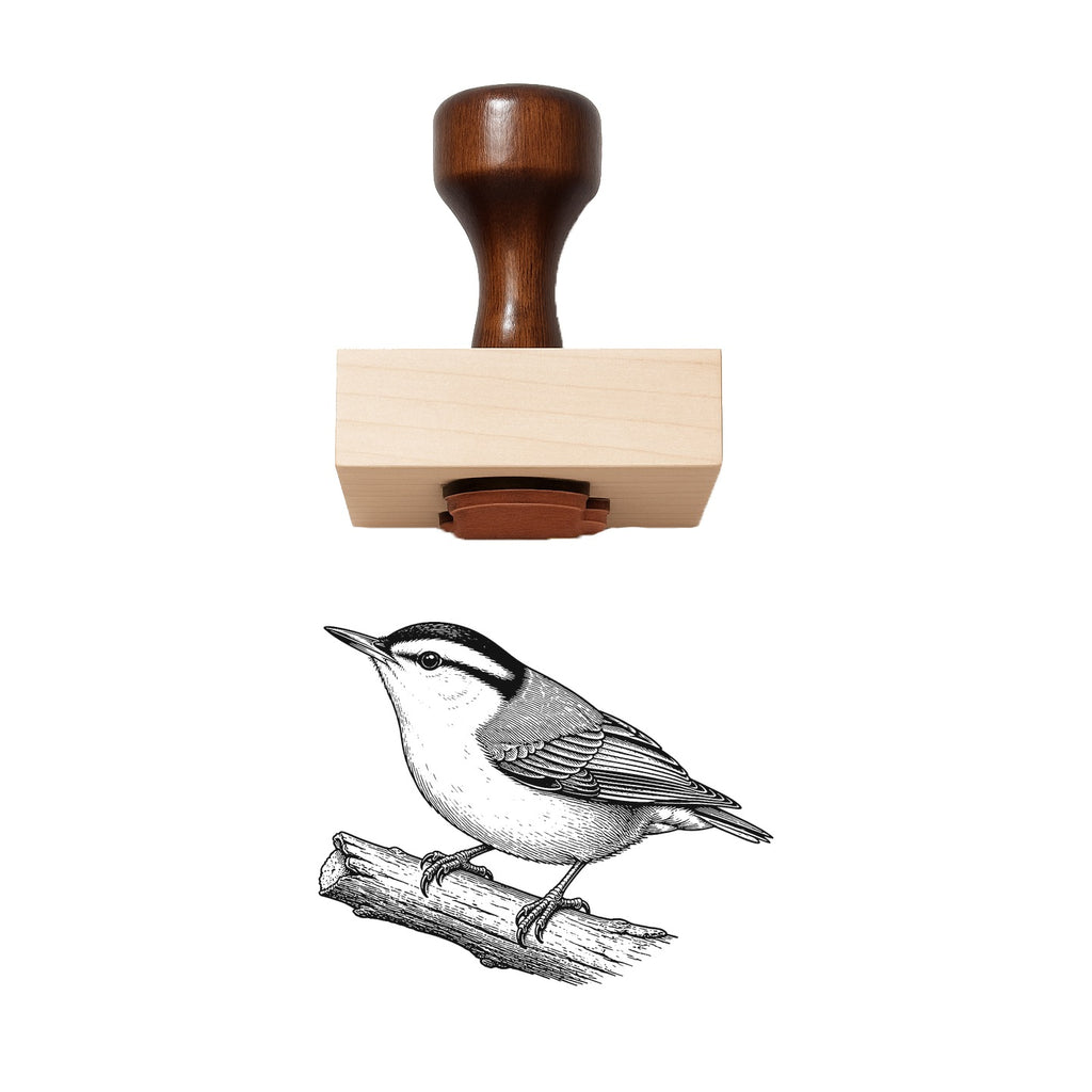 Vintage White-breasted Nuthatch Rubber Stamp
