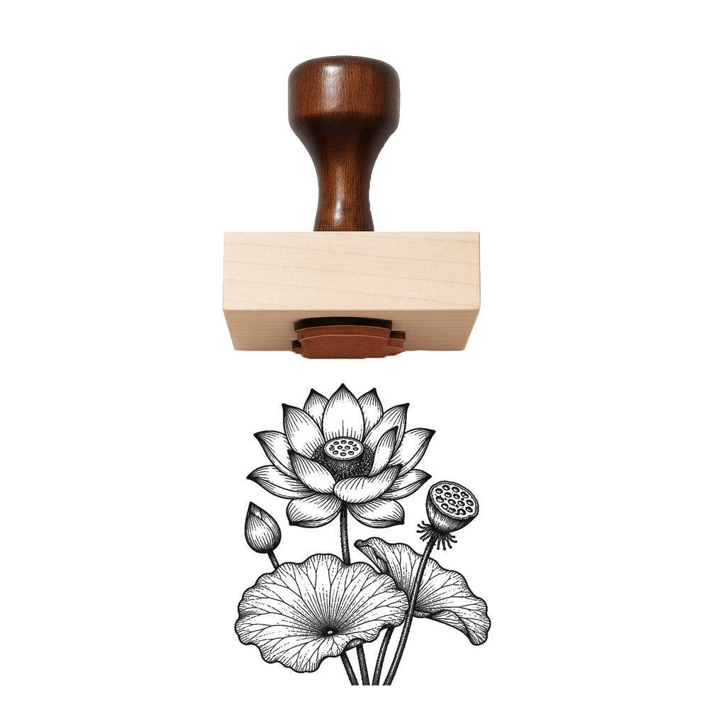 Lotus Flower With Seed Pod Rubber Stamp