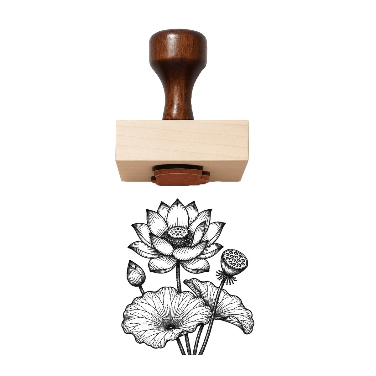 Lotus Flower With Seed Pod Rubber Stamp