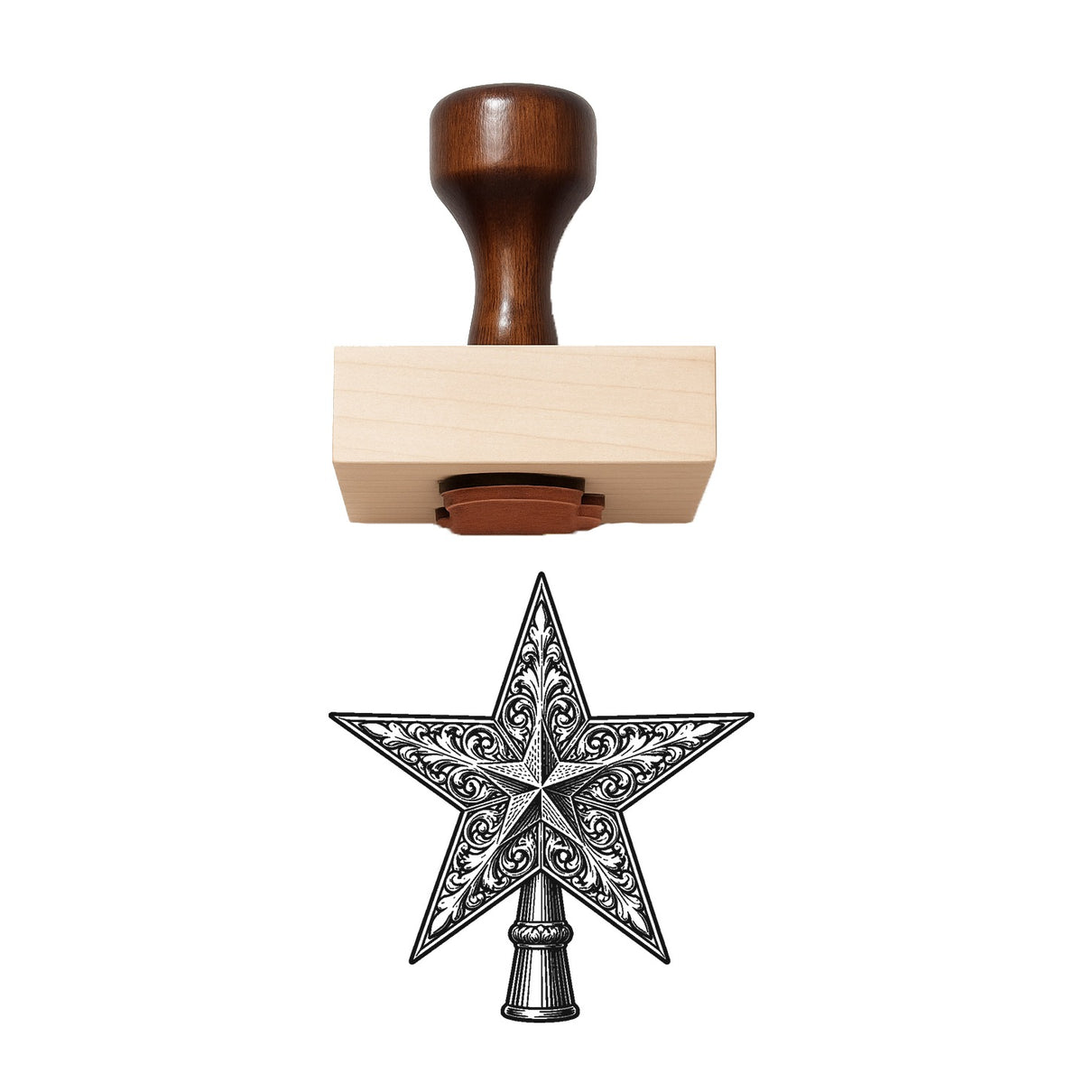 Antique Star Tree Topper Rubber Stamp