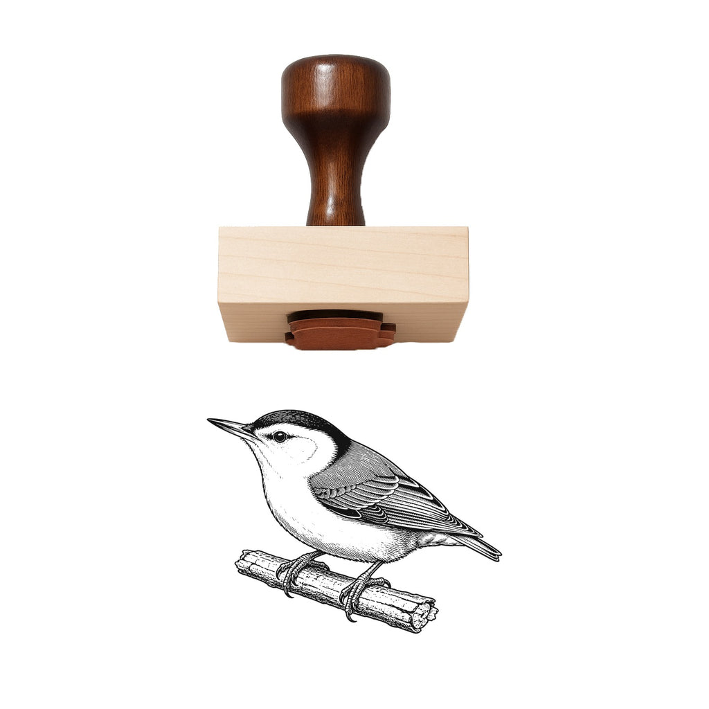 Vintage White-breasted Nuthatch Rubber Stamp