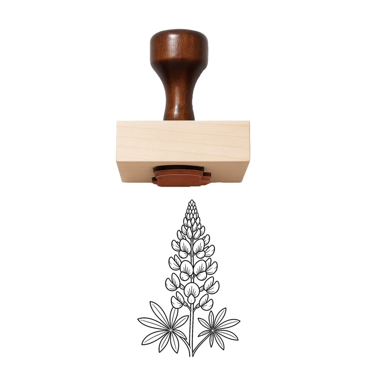 Vintage Wild Lupine Flower Rubber Stamp
