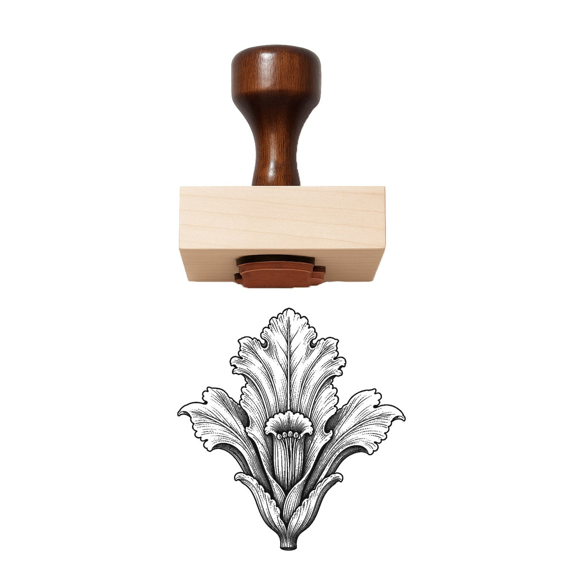 Acanthus Bloom Head Rubber Stamp