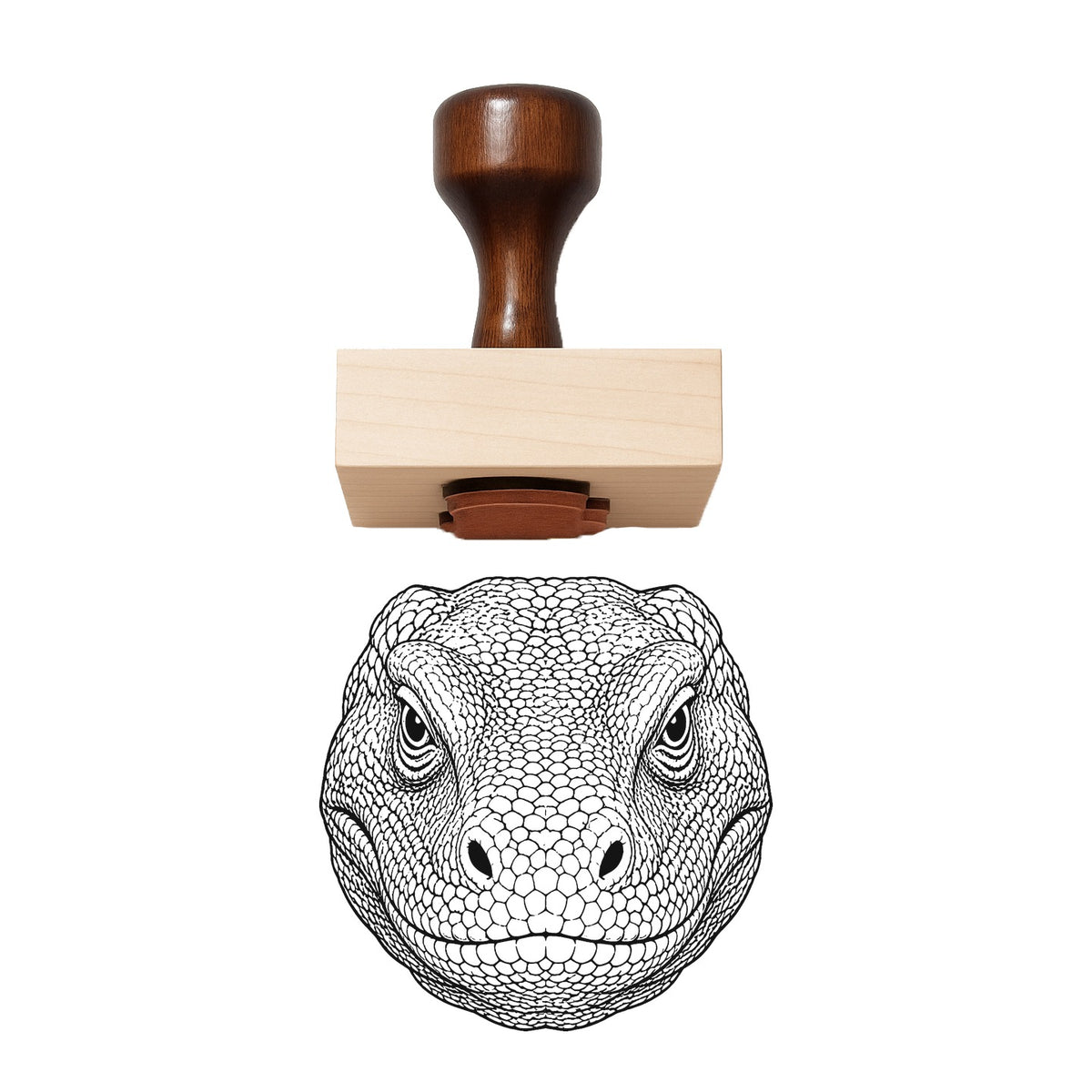 Realistic Komodo Dragon Head Rubber Stamp