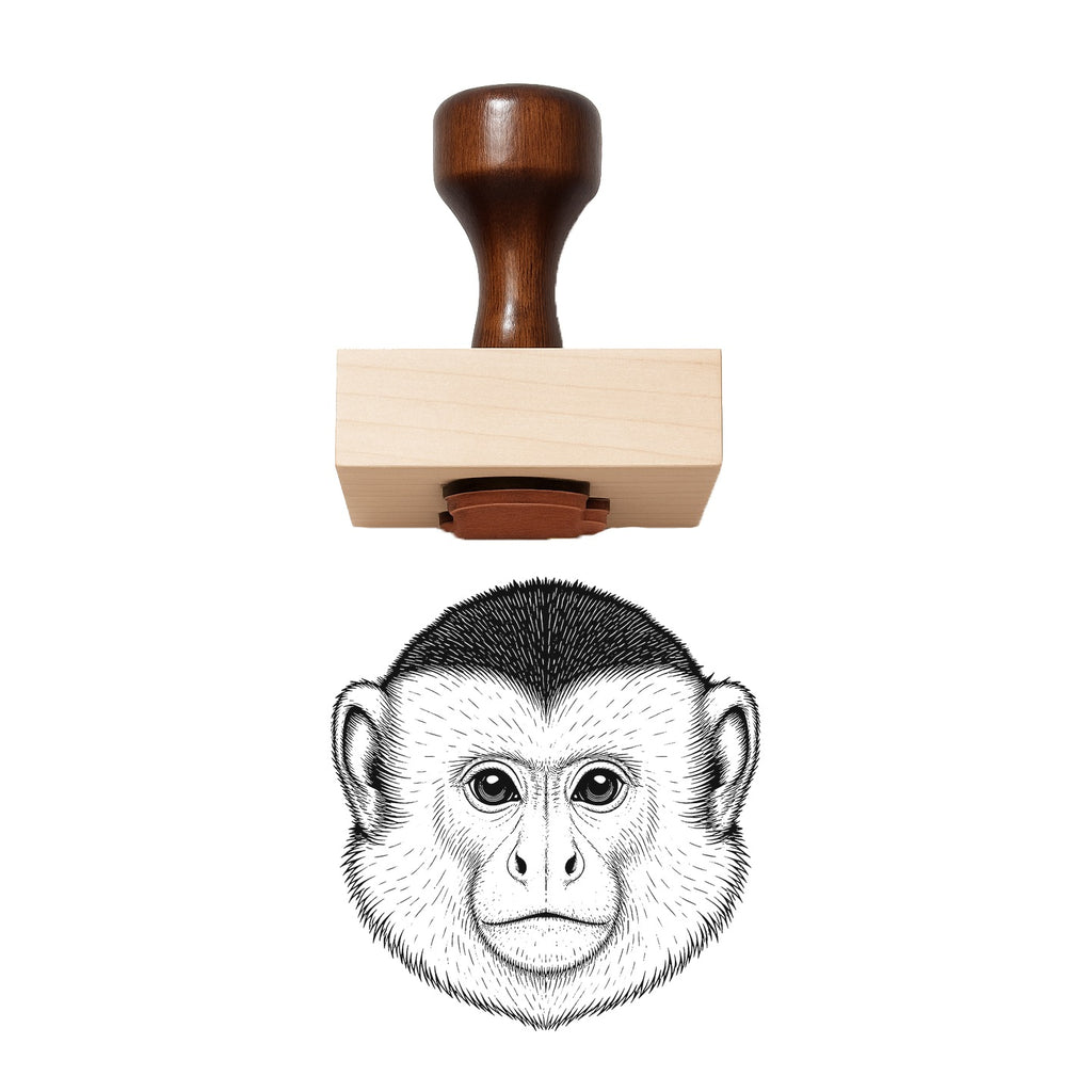 Realistic Capuchin Monkey Head Rubber Stamp
