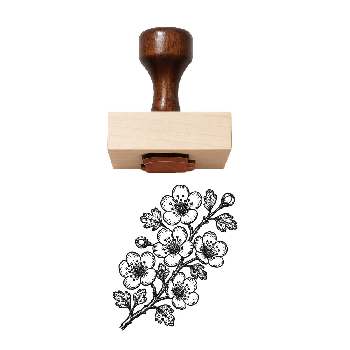 Hawthorn Blossom Branch Rubber Stamp