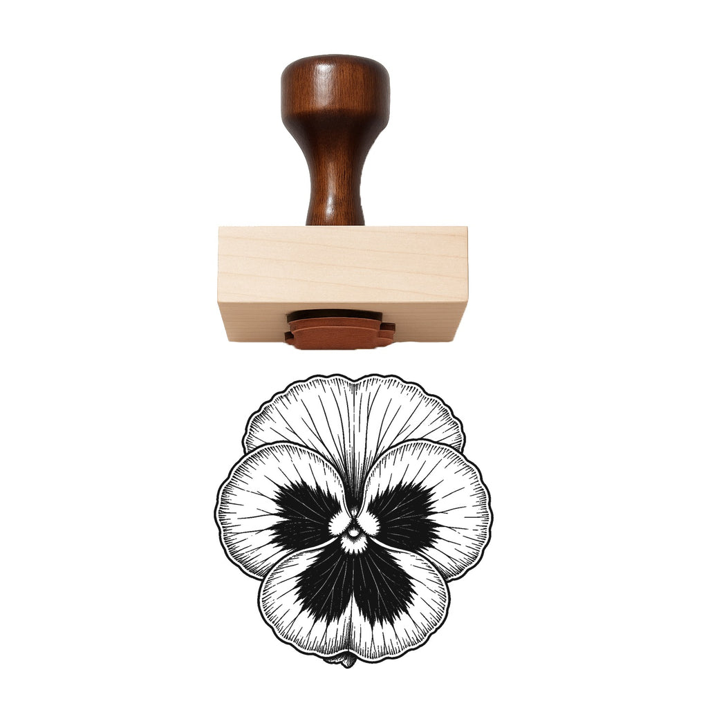 Pansy Face Bloom Head Rubber Stamp