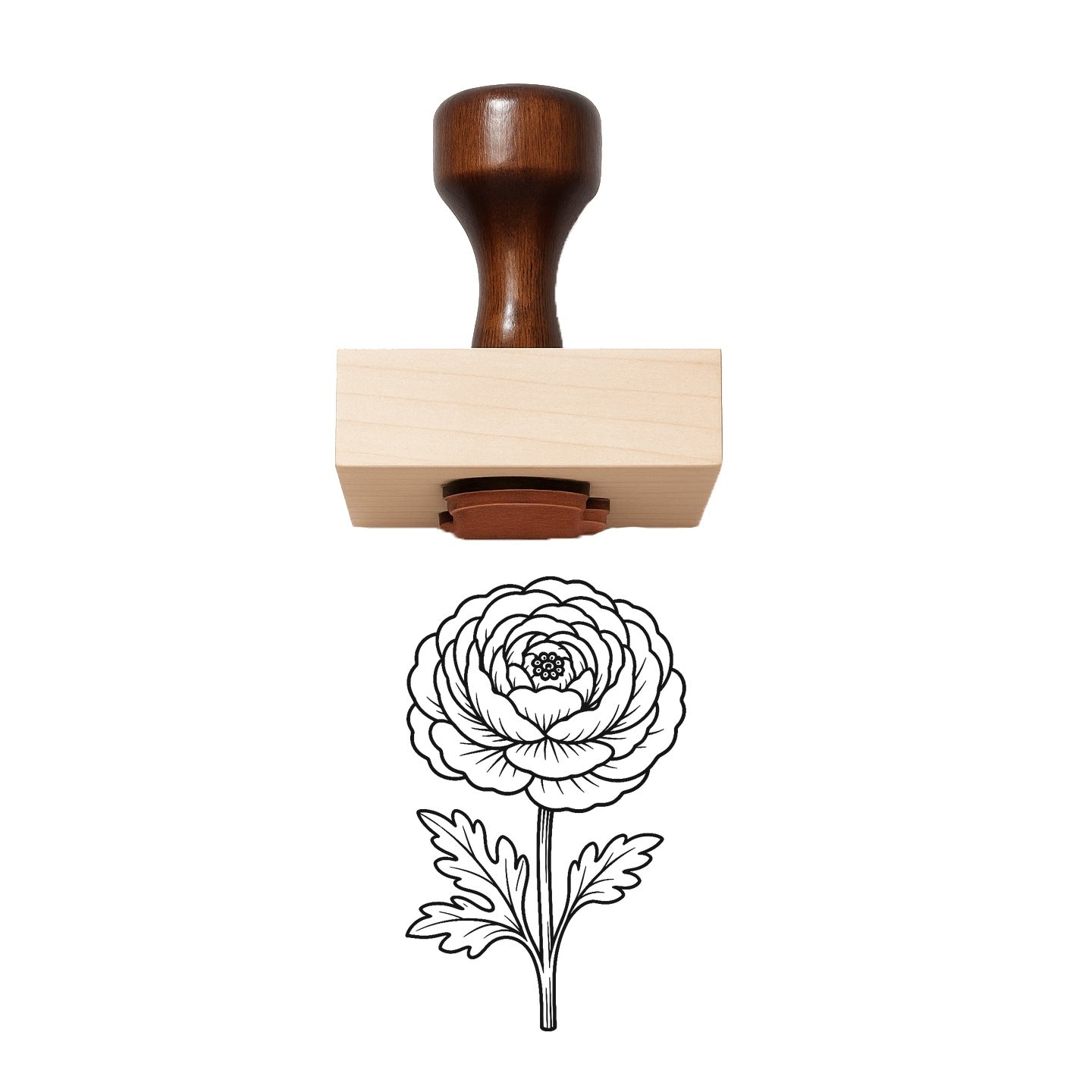 Vintage Ranunculus Flower Rubber Stamp