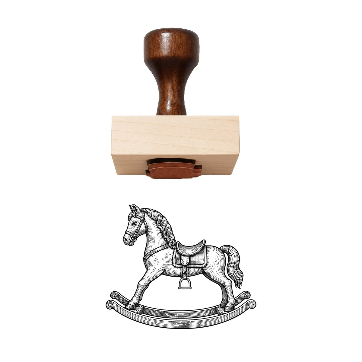 Vintage Rocking Horse Rubber Stamp