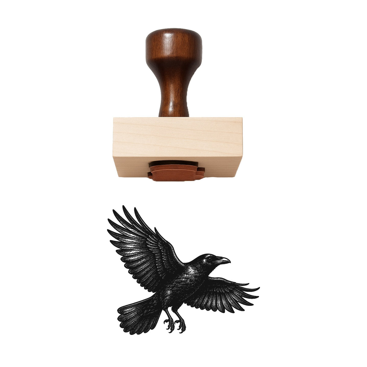 Crow Flying Profile Rubber Stamp