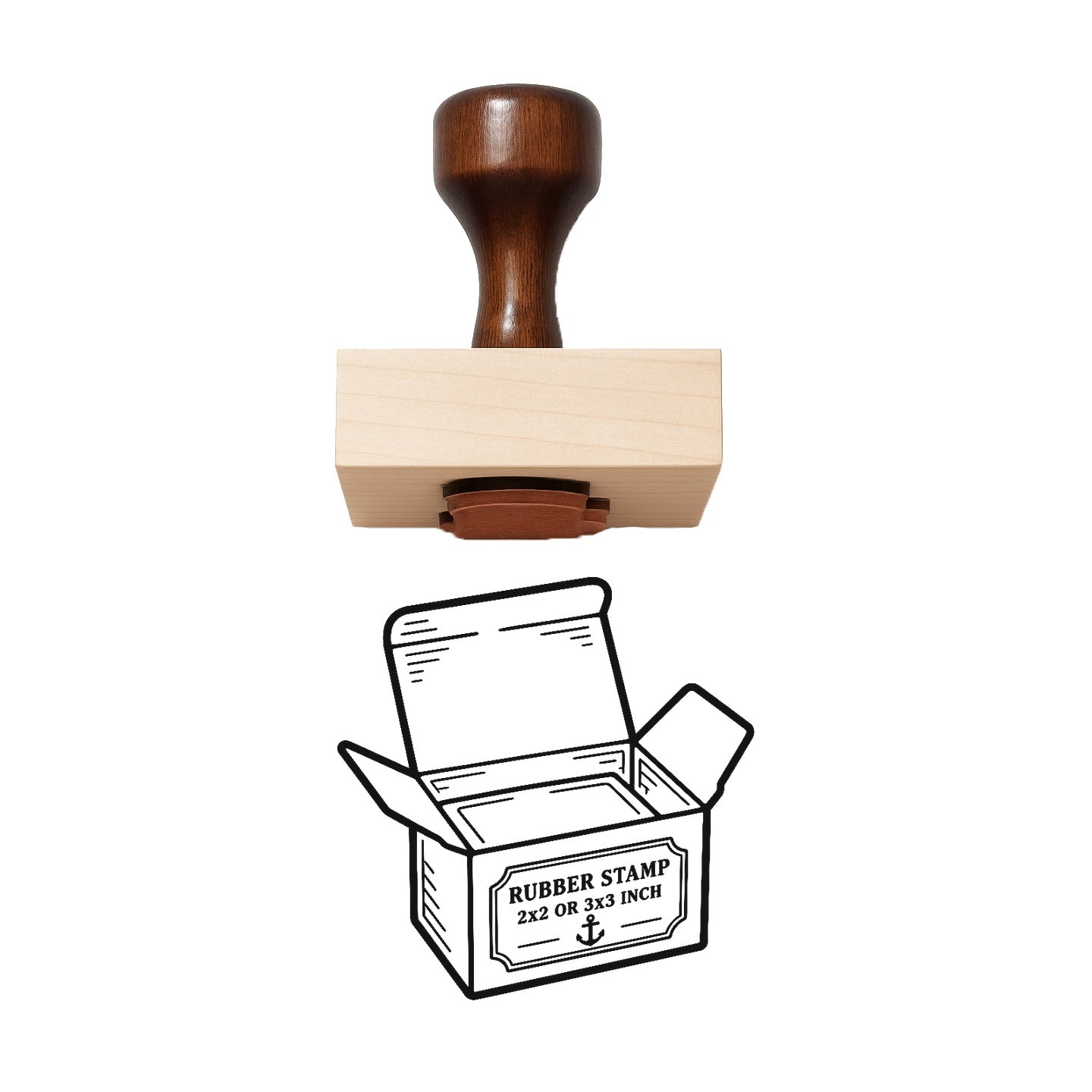 Open Shipping Box Rubber Stamp