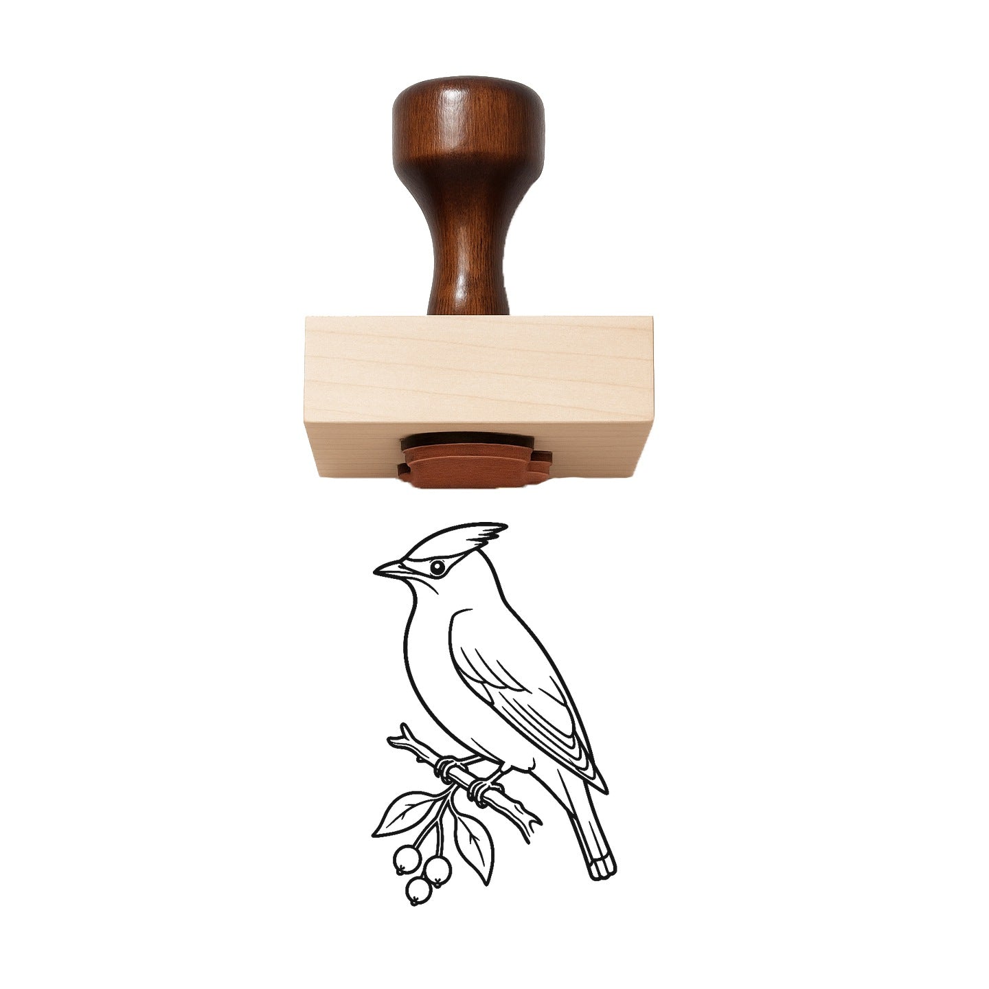 Cedar Waxwing Rubber Stamp