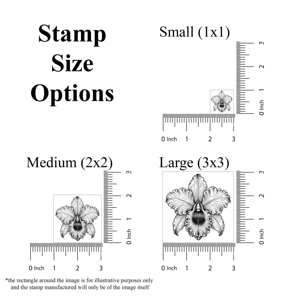 Cattleya Orchid Bloom Head Rubber Stamp