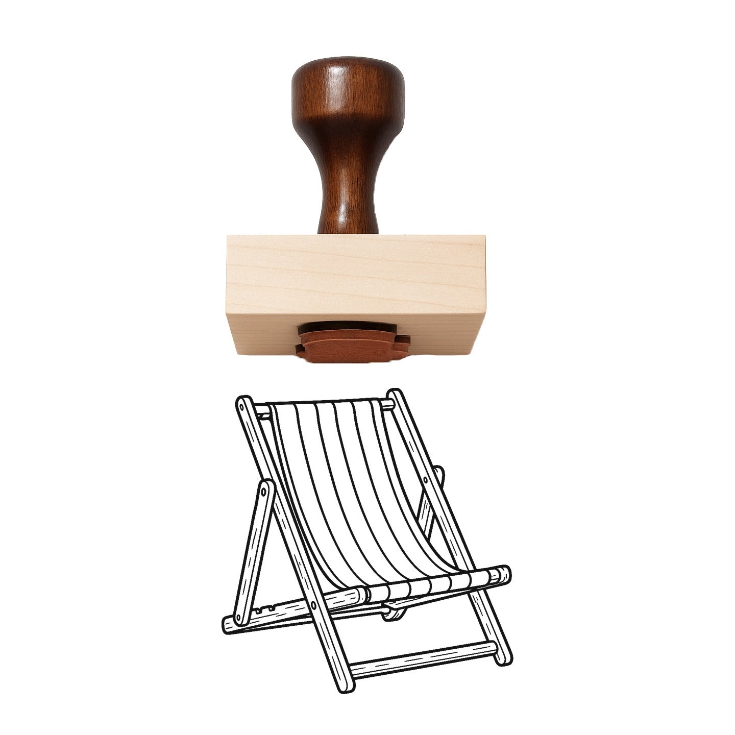 Striped Beach Chair Rubber Stamp
