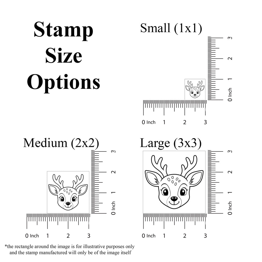 Cute Fallow Deer Head Rubber Stamp