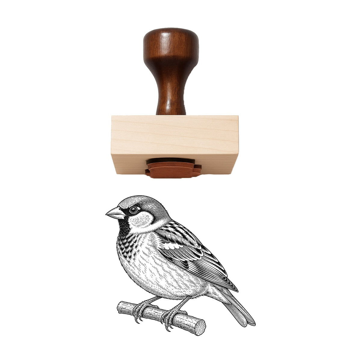 Vintage House Sparrow Rubber Stamp