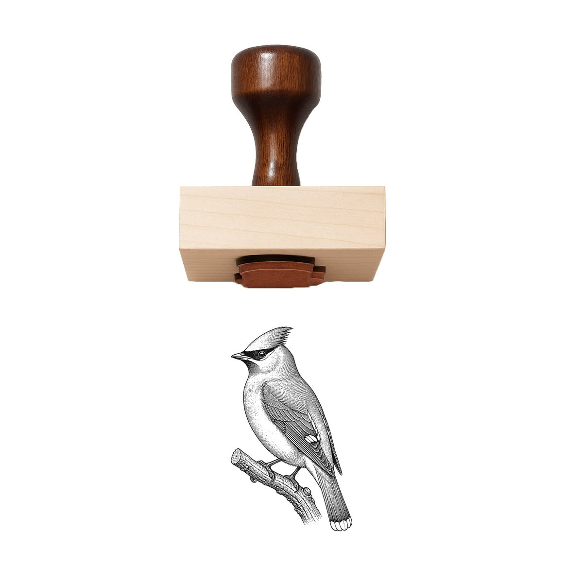 Vintage Cedar Waxwing Rubber Stamp