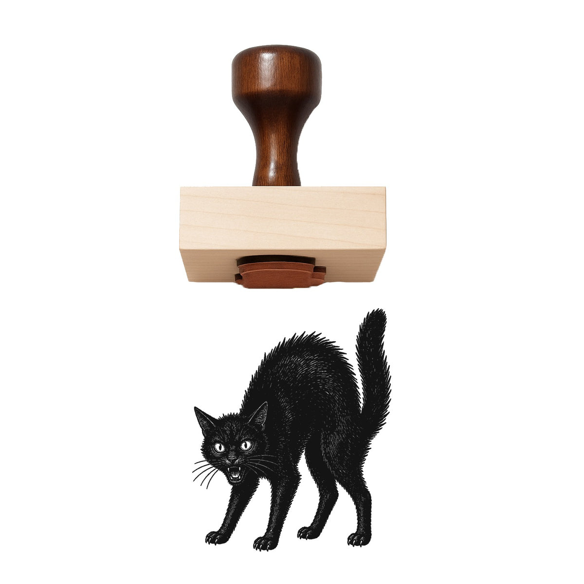 Victorian Black Cat Rubber Stamp