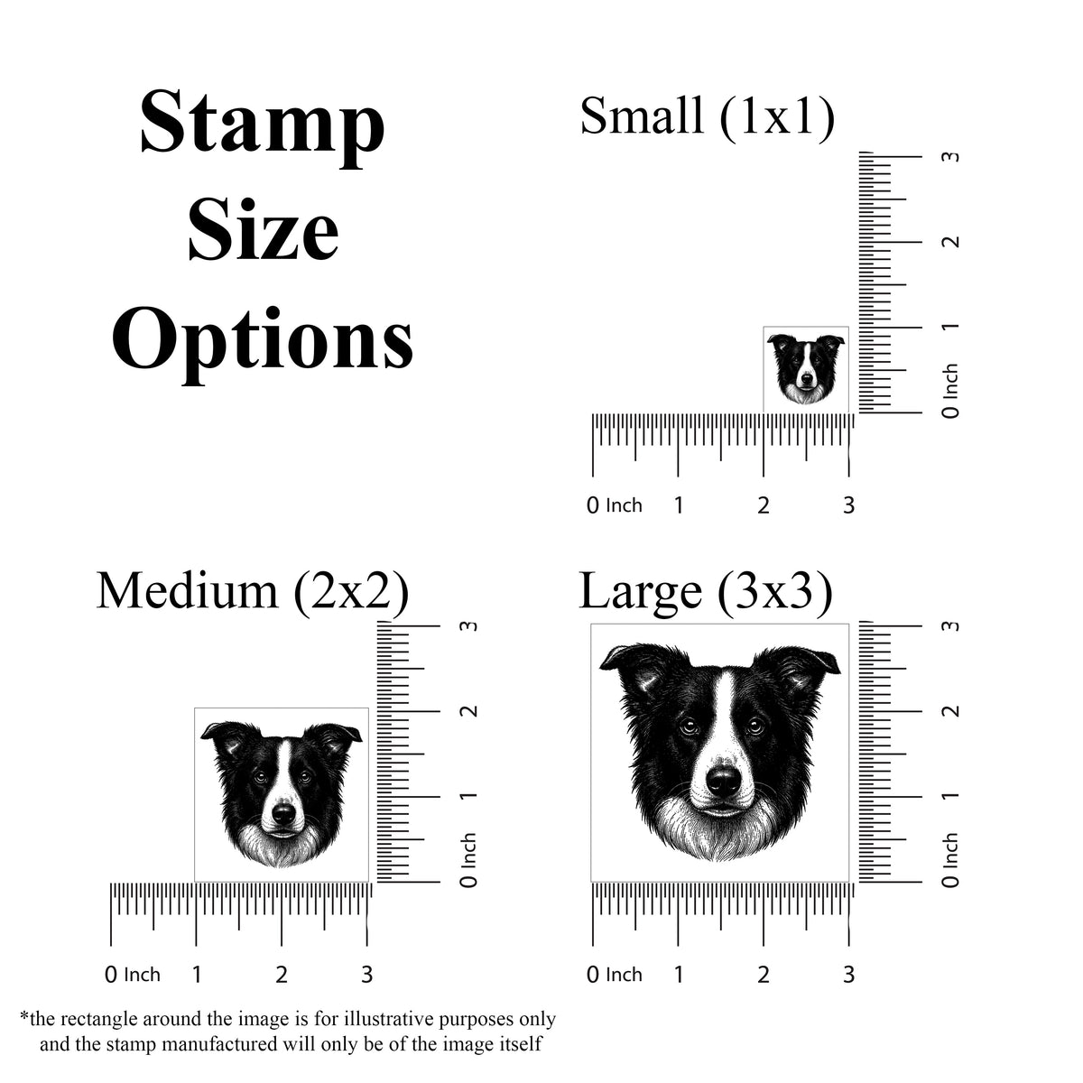 Border Collie Head Rubber Stamp