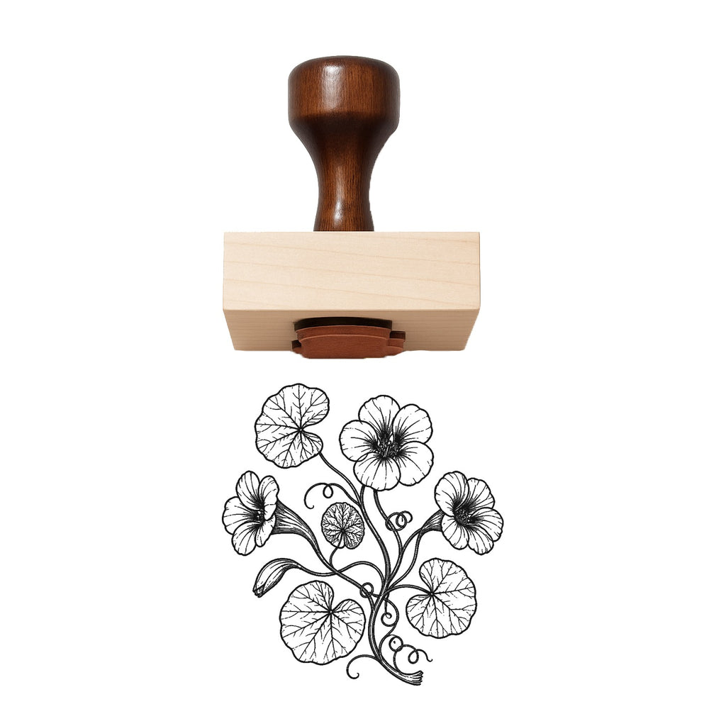 Nasturtium Flower Vine Rubber Stamp