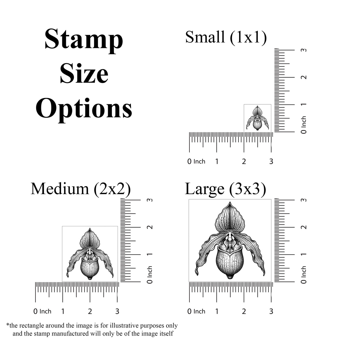 Lady’s Slipper Orchid Bloom Head Rubber Stamp