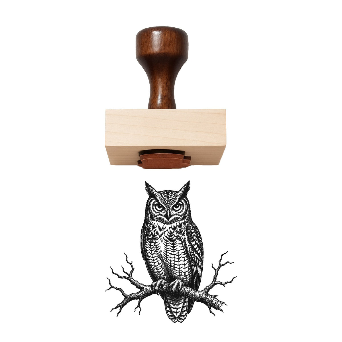 Victorian Owl On Bare Branch Rubber Stamp