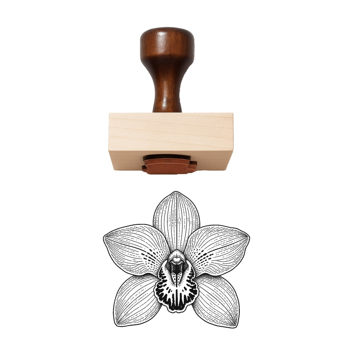 Cymbidium Orchid Bloom Head Rubber Stamp