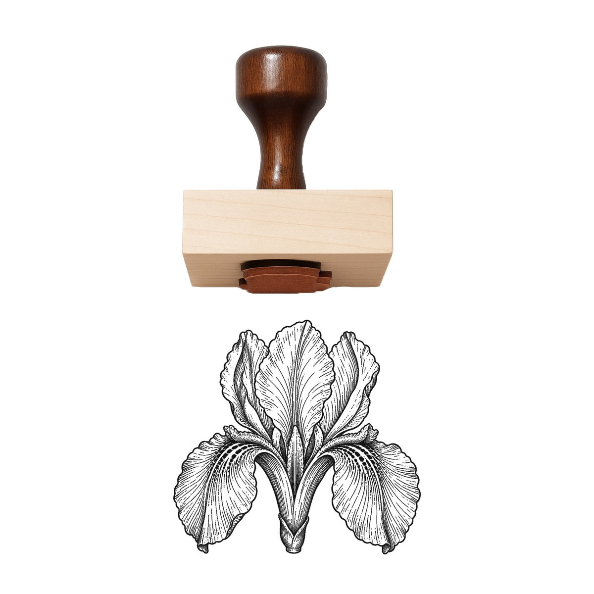 Dutch Iris Bloom Head Rubber Stamp