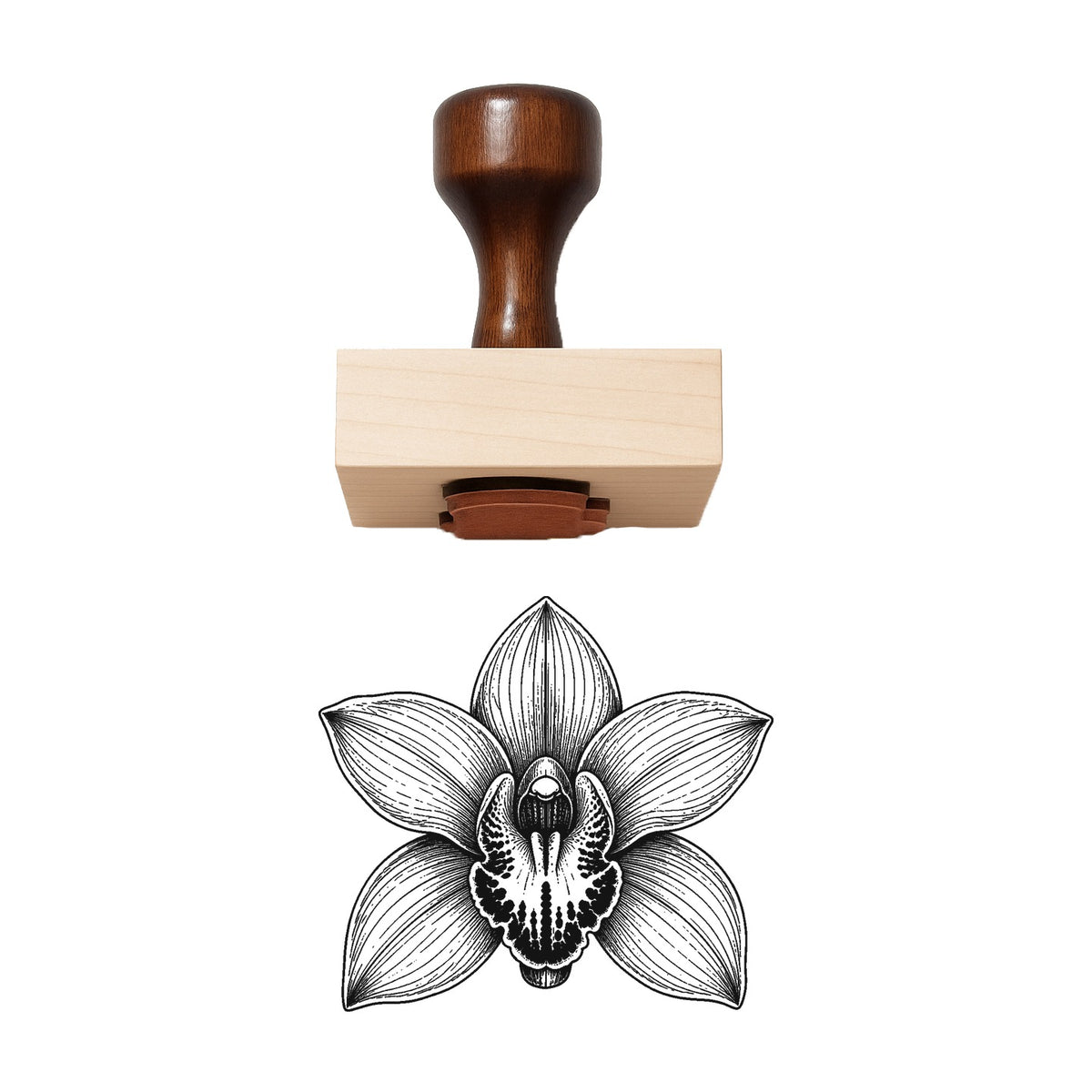 Cymbidium Orchid Bloom Head Rubber Stamp