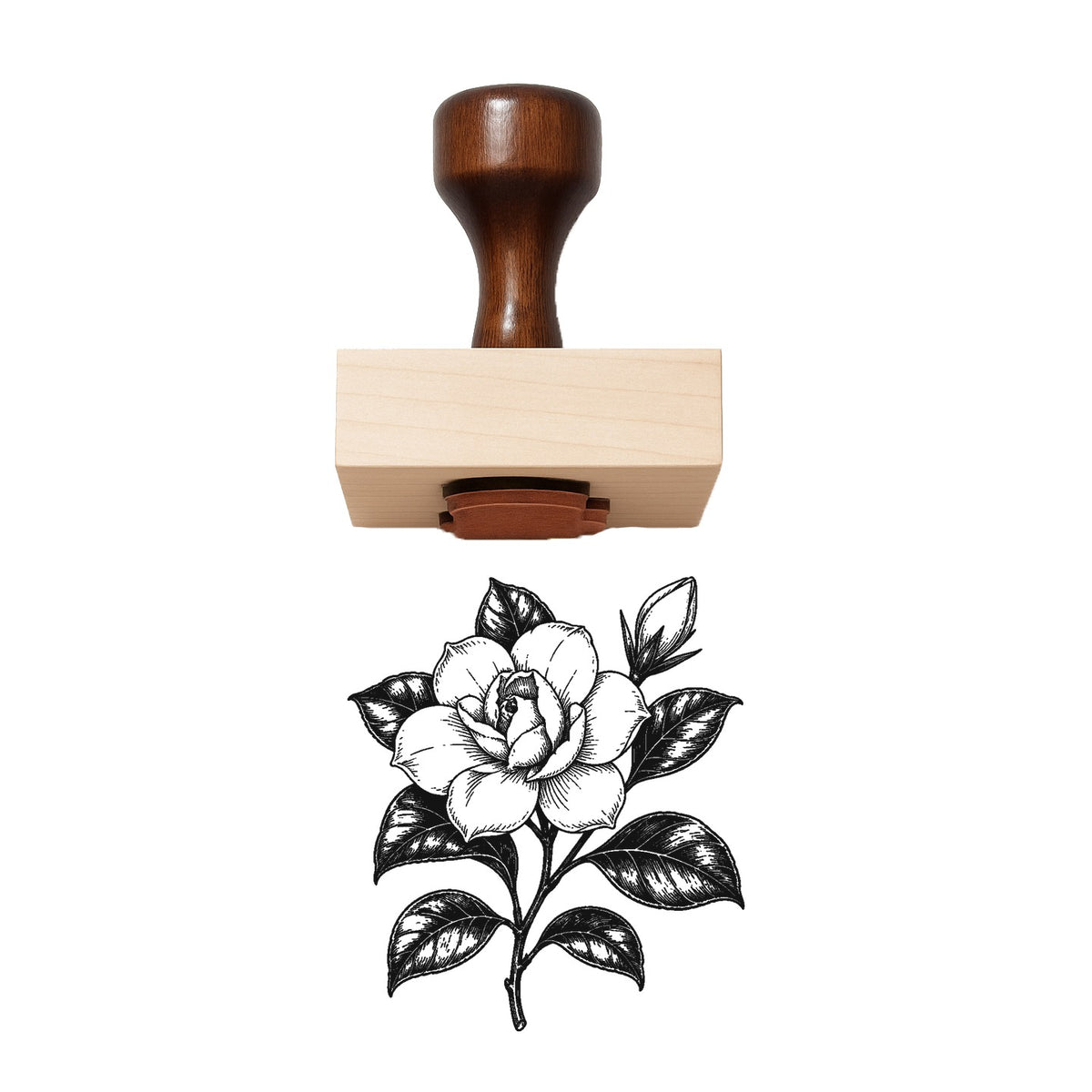 Gardenia Stem Rubber Stamp