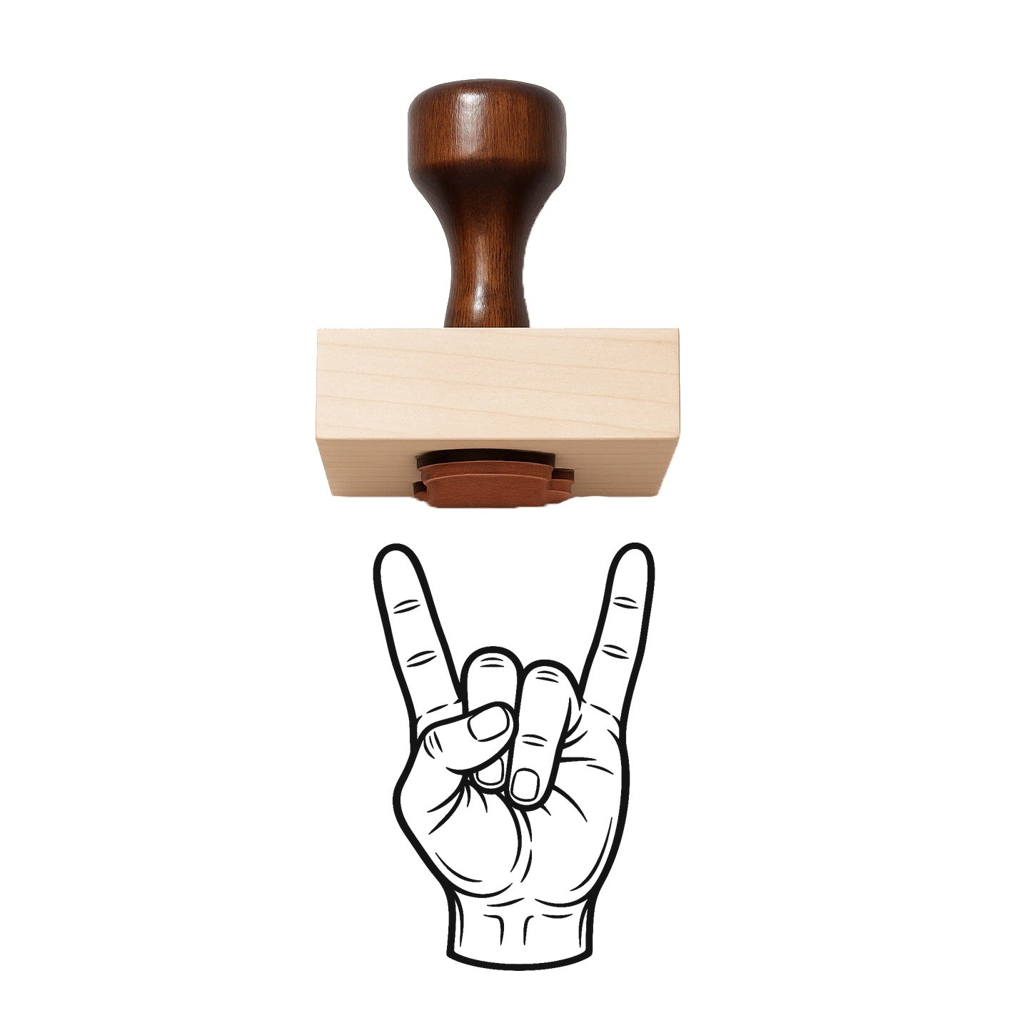 Rock Hand Sign Rubber Stamp