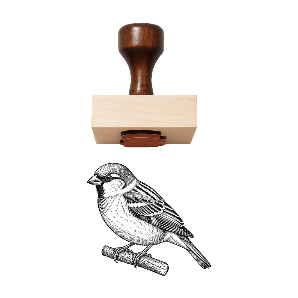 Vintage House Sparrow Rubber Stamp