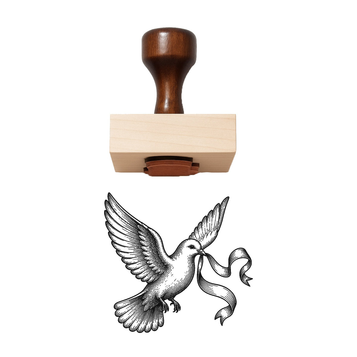 Victorian Dove With Ribbon Rubber Stamp