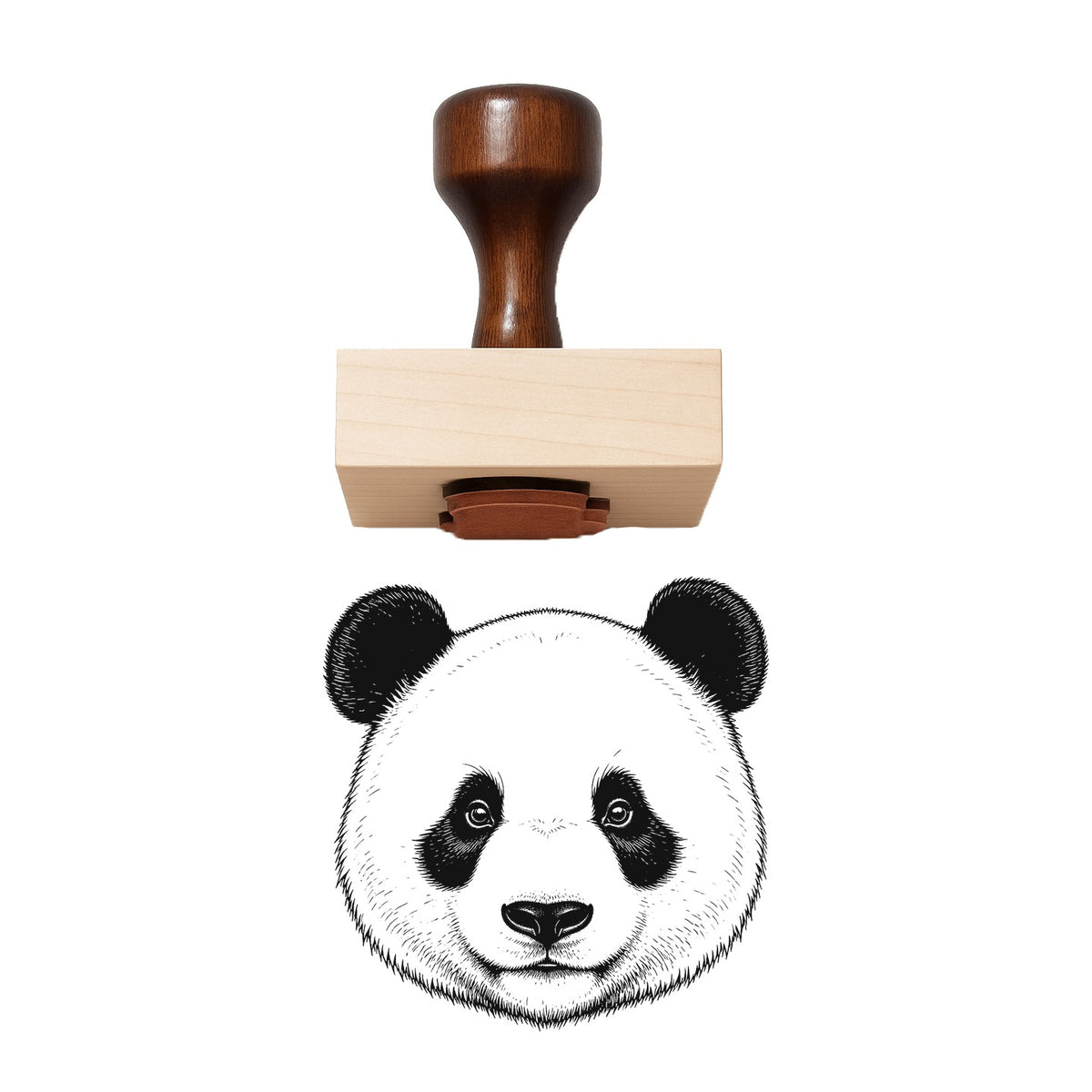 Realistic Giant Panda Head Rubber Stamp