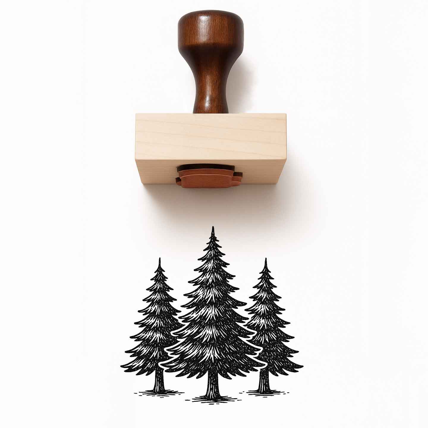 Three Evergreen Trees Rubber Stamp