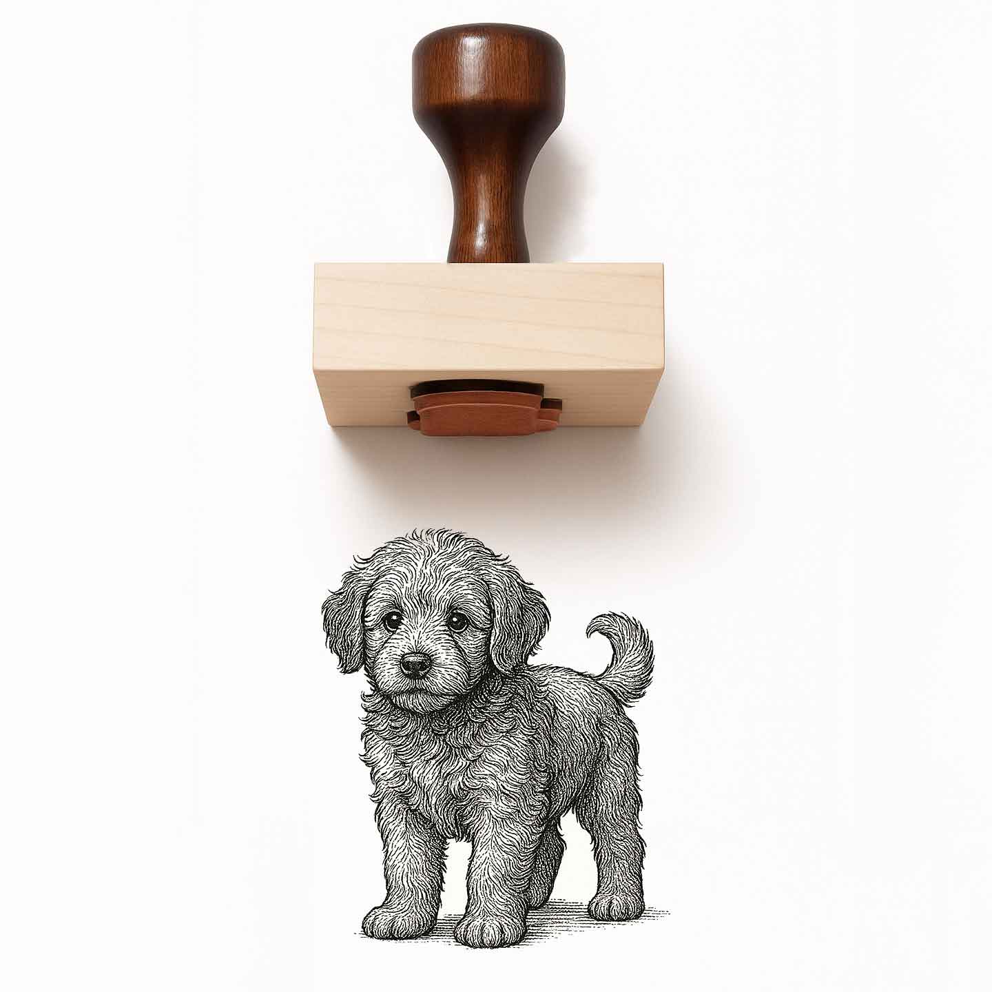 Golden Doodle Puppy Rubber Stamp