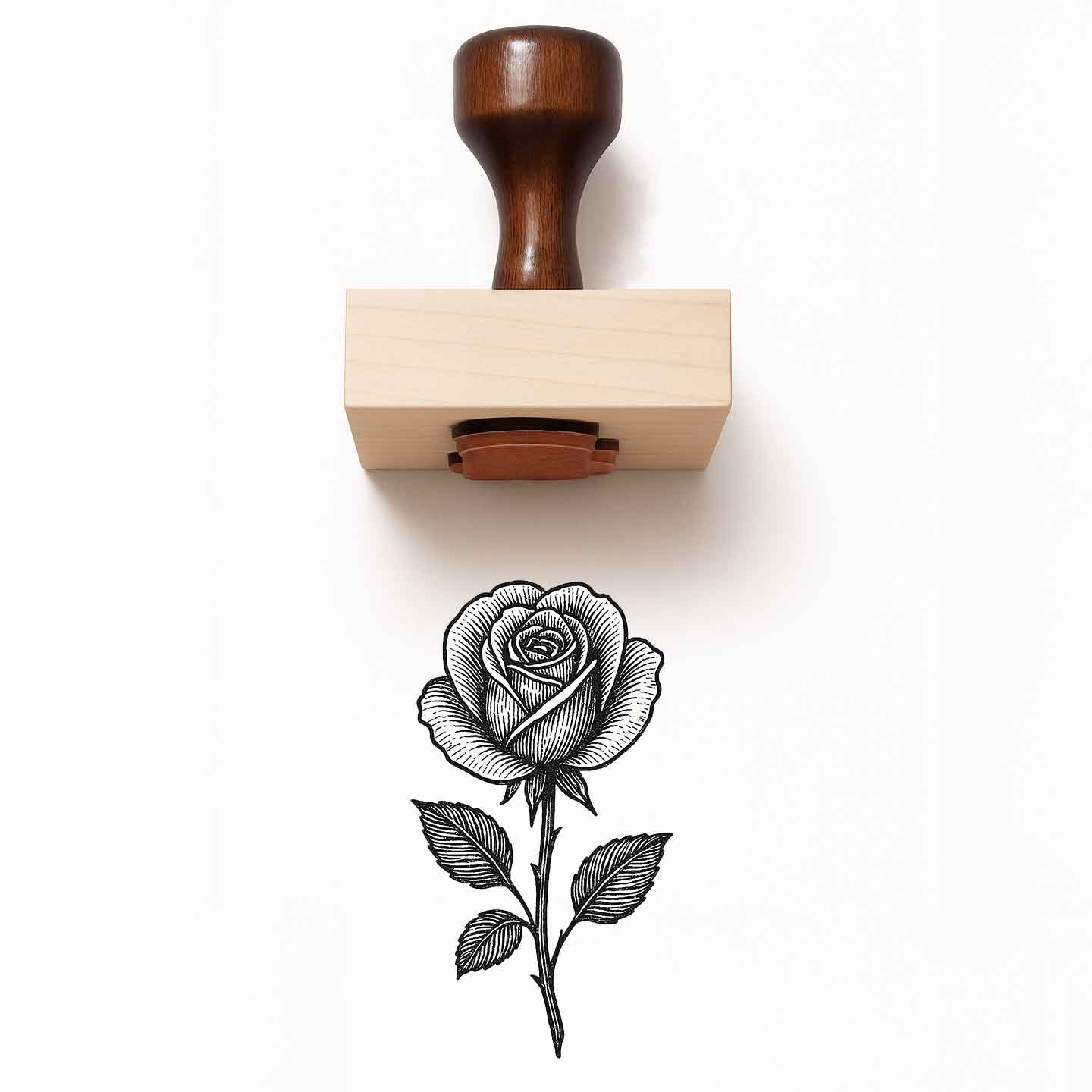 Stemmed Rose Rubber Stamp
